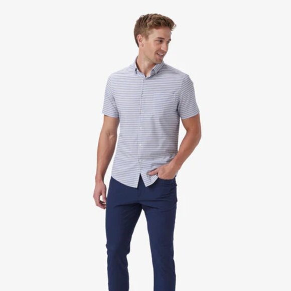 Mizzen + Main Leeward Short Sleeve Rose Quartz Grid Geo Size Large - Picture 1 of 7